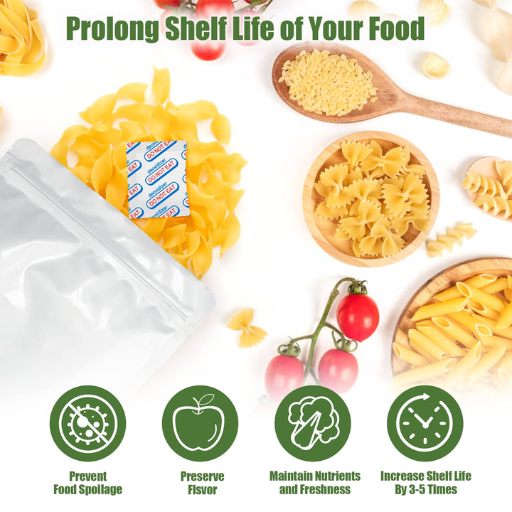 100 Packs 200CC Food Grade Oxygen Absorbers (10 Pack in Individual Vacuum Bag ) , Oxygen Absorbers For Long Term Food Storage with Oxygen Indicator , Works in Mylar Bags, Mason Jars, and Vacuum Bags