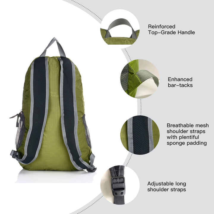 Packable Handy Lightweight Travel Hiking Backpack Daypack-Green-L