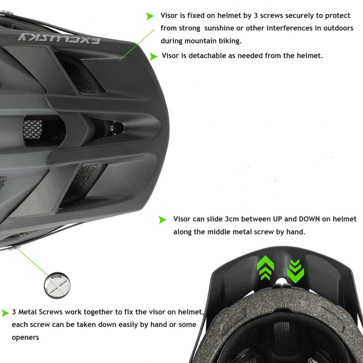 Exclusky Bike Helmet Mountain Bike Helmet for Adults Lightweight MTB Cycling Helmet for Men Women Adjustable Bicycle Helmet with Visor