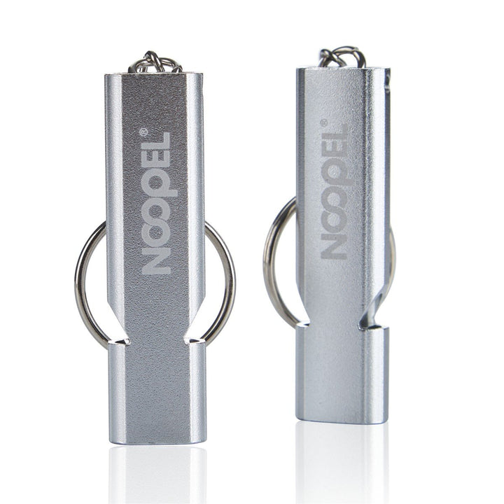 2 Pack Survival Whistle with Lanyard and Keychain Double Tubes Emergency Safety Whistle with Keyring for Boating Outdoor Camping Hiking Hunting Sports Dog Training (2 Pack Silver)
