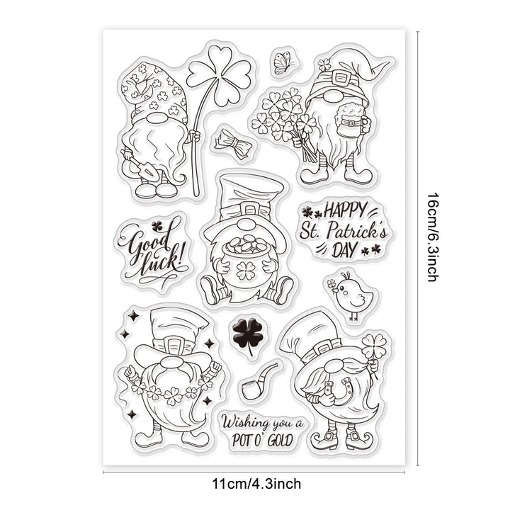 Gnome Silicone Clear Stamps Elf Transparent Stamp for Saint Patrick Day's Day Christmas Birthday Valentine's Day Cards Making DIY Scrapbooking Photo Album Decoration Paper Craft
