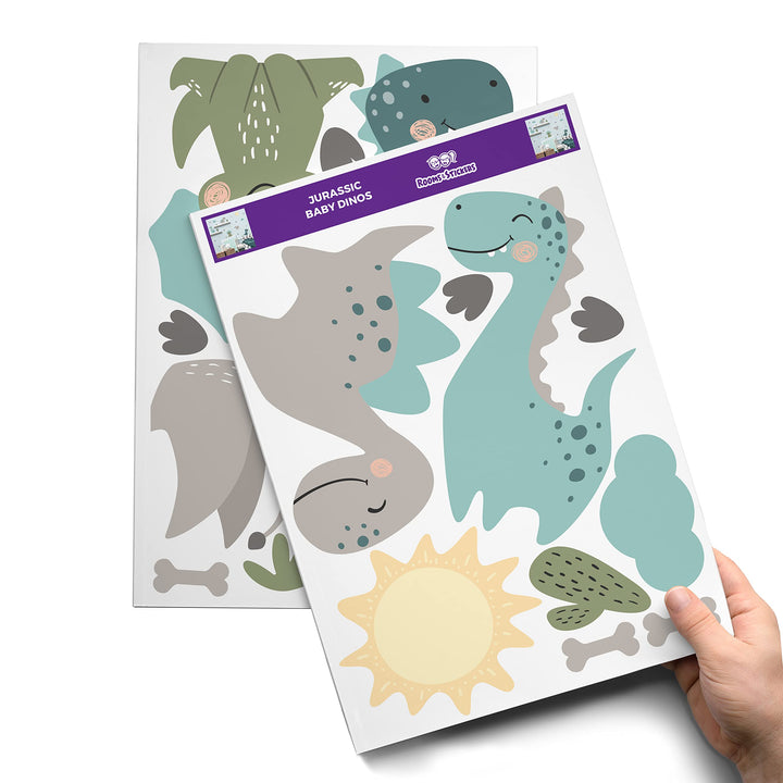 Dinosaurs Wall Decals Jurassic Dinos 24pcs for Kids Bedroom - Rooms and Stickers