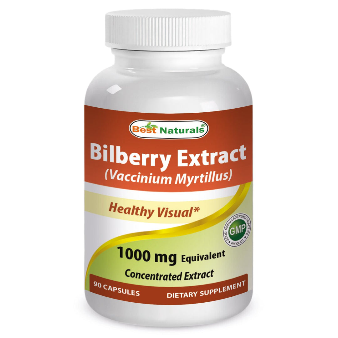 Bilberry Extract 1000mg Capsule (Non-GMO) Supports Healthy Vision, 90 Count