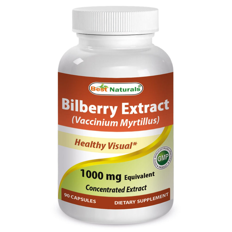 Bilberry Extract 1000mg Capsule (Non-GMO) Supports Healthy Vision, 90 Count
