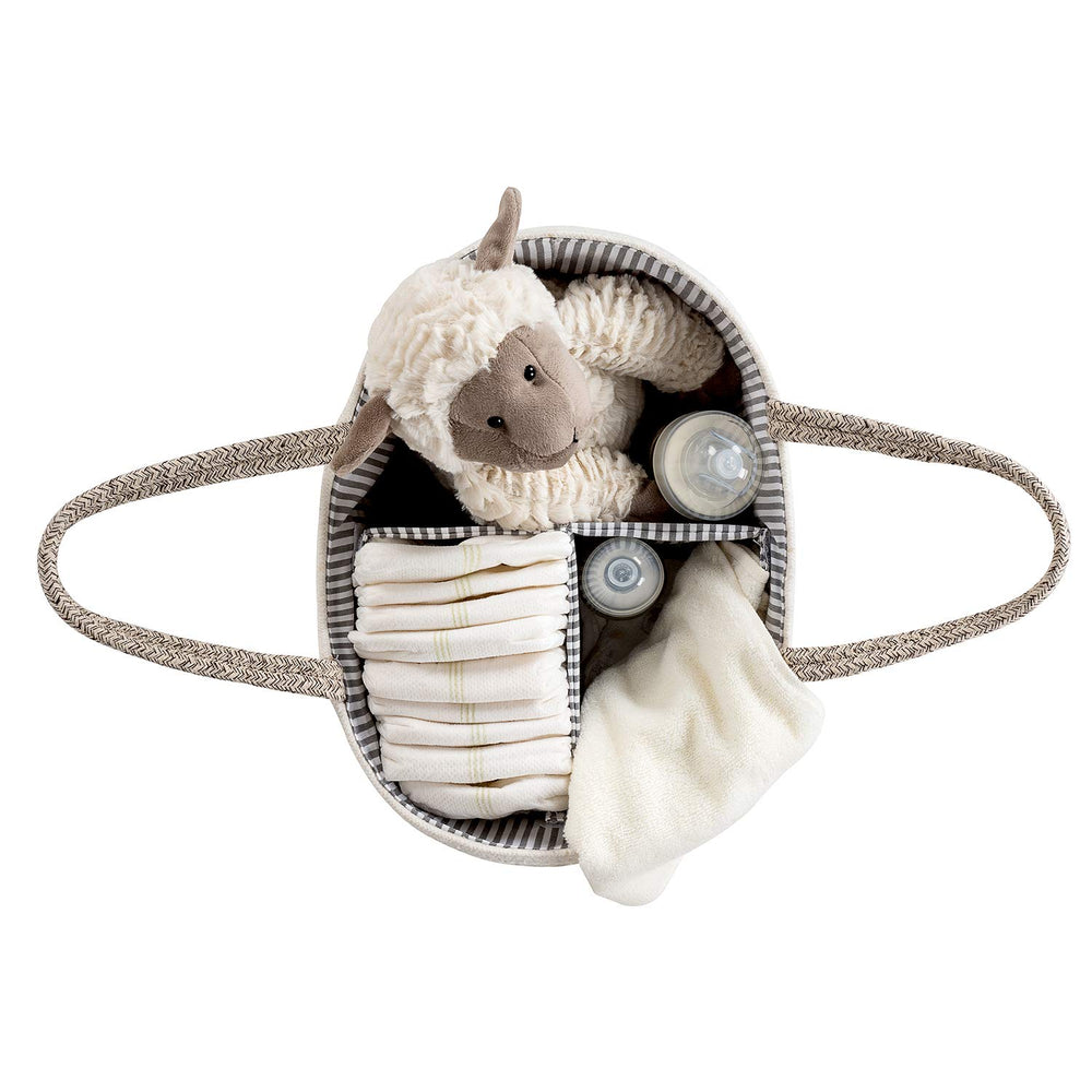 Baby Diaper Caddy Organizer - Cotton Rope Portable Basket Diaper Basket, Nursery Storage Bin with Removable Inserts, Changing Table Organizer Basket