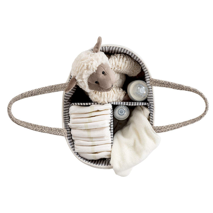 Baby Diaper Caddy Organizer - Cotton Rope Portable Basket Diaper Basket, Nursery Storage Bin with Removable Inserts, Changing Table Organizer Basket