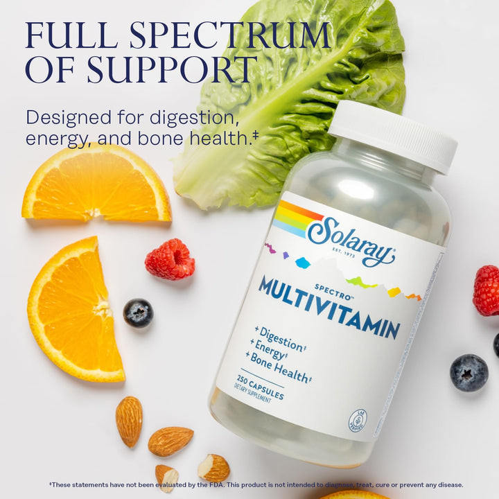 Spectro Multivitamin with Iron - Multi Vitamin with Calcium, Magnesium, Energizing Greens, Herbs & Digestive Enzymes - Digestion, Energy, and Bone Health Support (41 Serv, 250 CT)