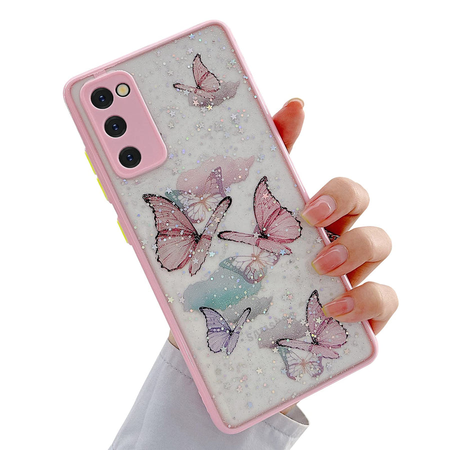 Samsung Galaxy S20 FE Case 5G Cute Glitter Butterfly Full Camera Lens Protection Cases for Women Girls Soft TPU Clear Shockproof Bumper for Samsung S20 FE 6.5 Inch