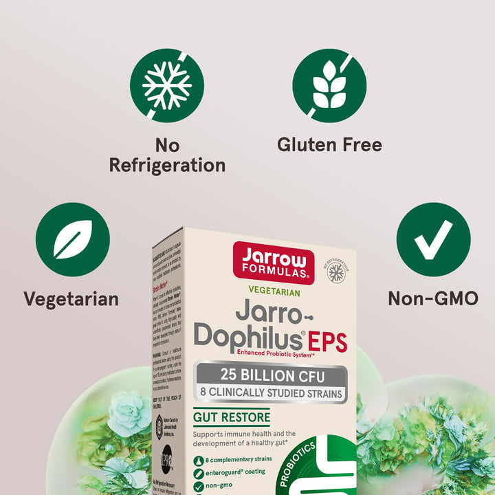 Probiotics for Women and Men Digestive Health - Probiotic Nutritional Supplements, Gut Health, 25 Billion CFU, Jarro-Dophilus, 60 Capsules, 60 Day Supply