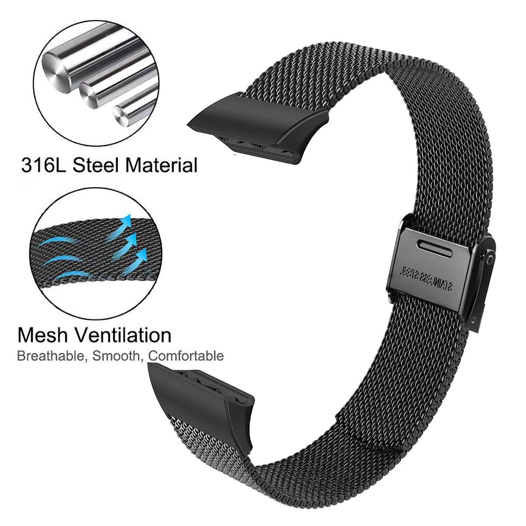 Band Compatible with Garmin Forerunner 35, Mesh Woven Stainless Steel Replacement Bracelet Bands Strap Wrist Band for Garmin Forerunner 35, Black