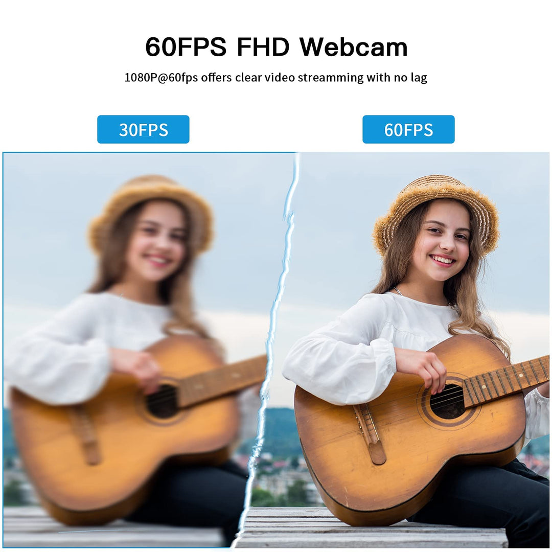 1080P 60fps Webcam with Dual Microphone, AutoFocus, Software Included, Ultra HD Streaming Web Camera, USB Computer Camera for Gaming/Online Teaching/Video Calling/Zoom/Skype