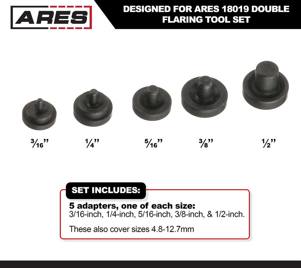 18020 - Double Flaring Tool Adapter Set - Use on Copper, Aluminum, Soft Steel Brake Line and Brass Tubing - Compatible 18019 Double Flaring Tool