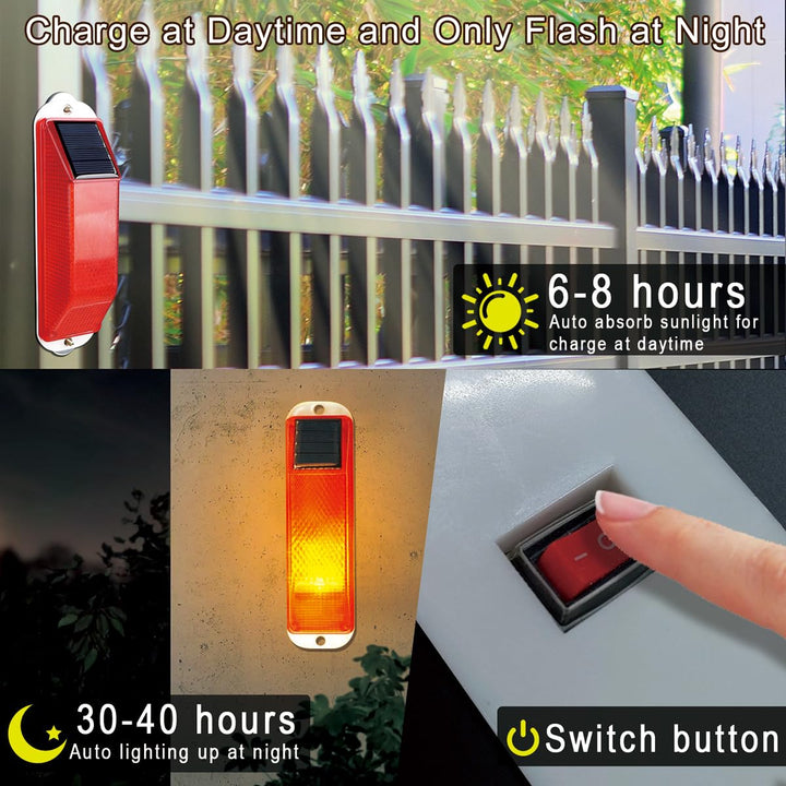 Solar Strobe Warning Light Sensitive LED Warning Lamp Super Bright IP54 Waterproof Light Control Flashing Beacon Barricade Construction Safety Road Signs Flash Traffic Lights (Red)