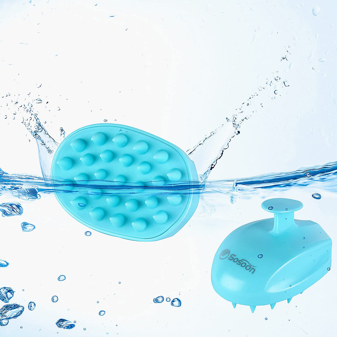 Scalp Massager Shampoo Brush, Hair Scalp Scrubber Shower Hair Brush Head Massager for Stress Relax Hair Growth, Dandruff Brush Scalp Exfoliator for Women Men Kids Pets, Blue