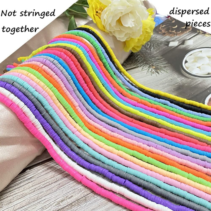 3000pcs Heishi Beads Polymer Clay Beads Flat Round Spacer Beads for Jewelry Making Bracelets Necklace Earring Accessories DIY Handmade Craft (6mm, White)