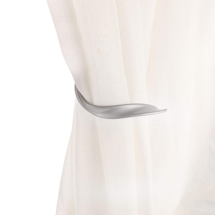 2 Pcs Aluminum Alloy Curtain Holdbacks - Decorative Wall Mounted Drapery Tiebacks with Screws, Heavy Duty Window Treatment Holdbacks for Home Decor, Silver