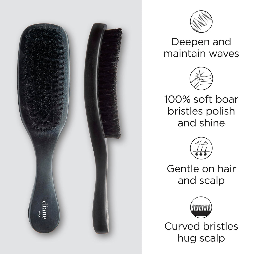 100% soft boar bristle curved wave mens hair brush with handle, d1005