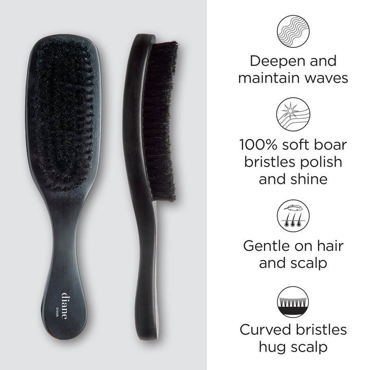 100% soft boar bristle curved wave mens hair brush with handle, d1005