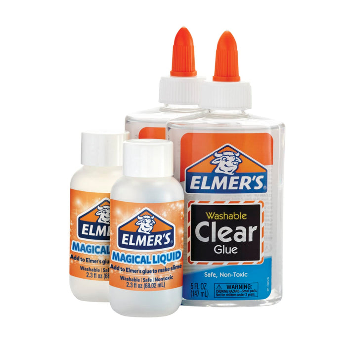 Elmer’s Slime Starter Kit, Clear School Glue, Glitter Glue Pens & Magical Liquid Activator Solution, 9 Count
