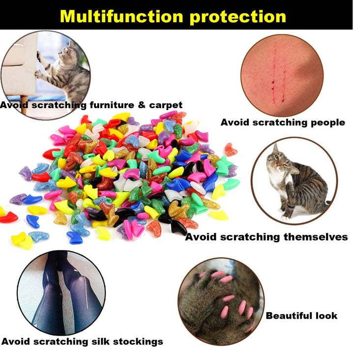 140pcs (14 Colors) Cat Nail Caps, Cat Claw Covers Cat Nail Covers with Adhesives and Applicators (Medium)