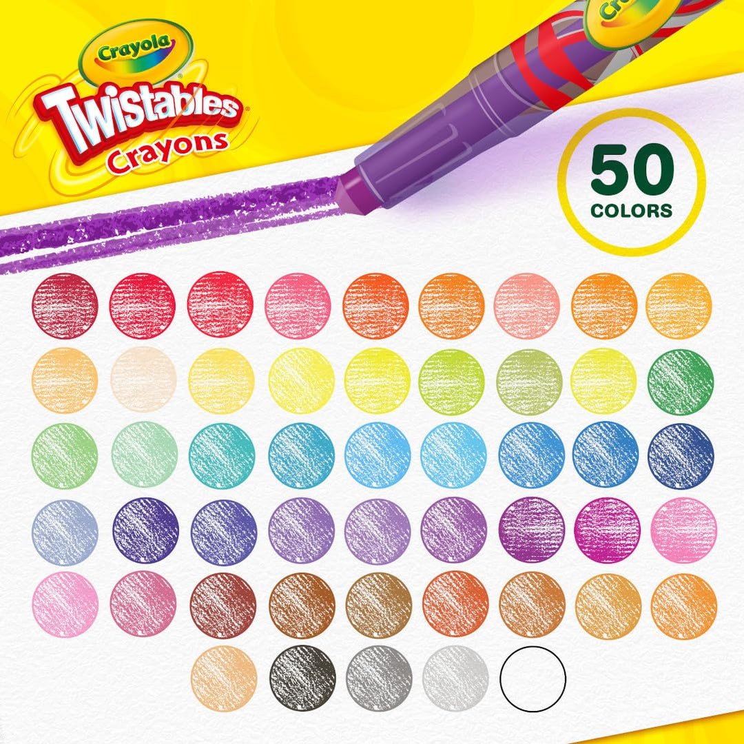 Mini Twistables Crayons (50ct), Crayons for Kids, Arts & Crafts Supplies, Toddler Crayons for Coloring Books, Stocking Stuffers