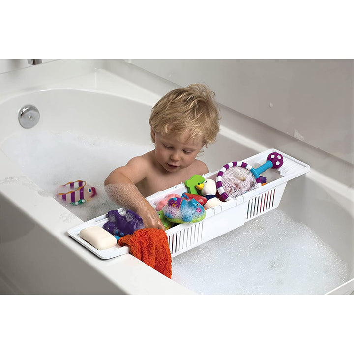 Bath Toy Organizer Storage Basket, 3 Compartment Horizontal Large Openings Bath Toy Organizer for Tub, Large Capacity Bath Toy Organizer with Large Openings, White