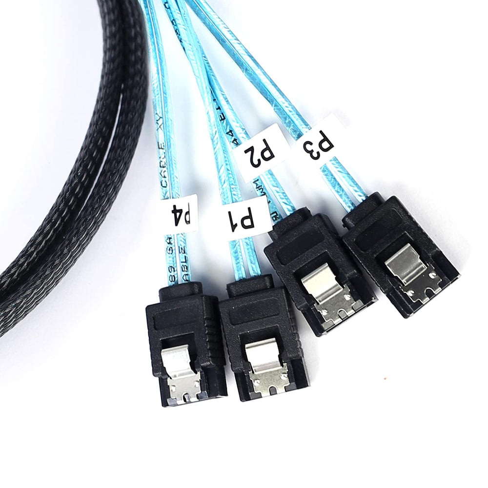 SFF-8643 to SATA:0.5M Mini SAS to SATA Cable Mini SAS Breakout Cable SFF 8643 to SATA Mini SAS HD to SATA SAS to 4X SATA Breakout Cable (1.6FT)