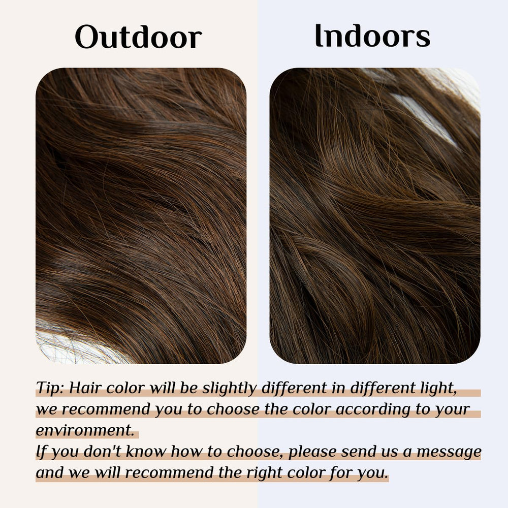 14 16 18 4.3oz Synthetic Wavy Halo Hair Extension Natural Hairpieces No Clip No Glue No Tape(18 wave,#2-30 Ginger Brown)