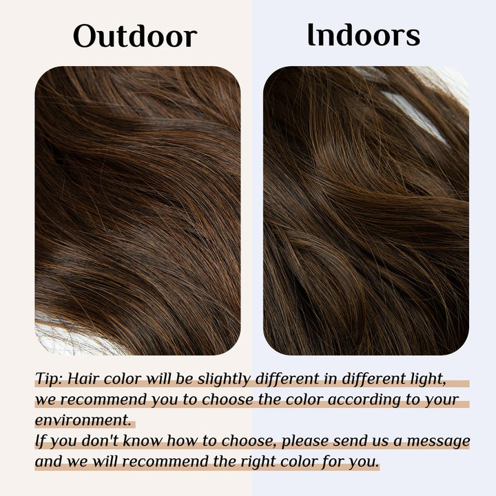 14 16 18 4.3oz Synthetic Wavy Halo Hair Extension Natural Hairpieces No Clip No Glue No Tape(18 wave,#2-30 Ginger Brown)