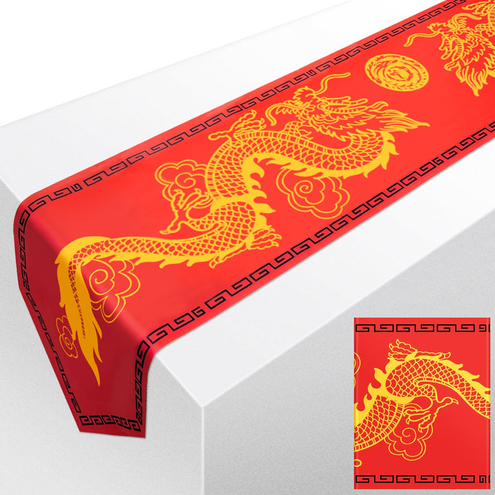 Chinese Dragon Printed Table Runner 11 Inch x 5.9 ft Dragon Table Decorations Asian Table Runner Chinese Party Decorations for Spring Festival Party Supplies Kitchen Dining Table Decoration (2 Pcs)