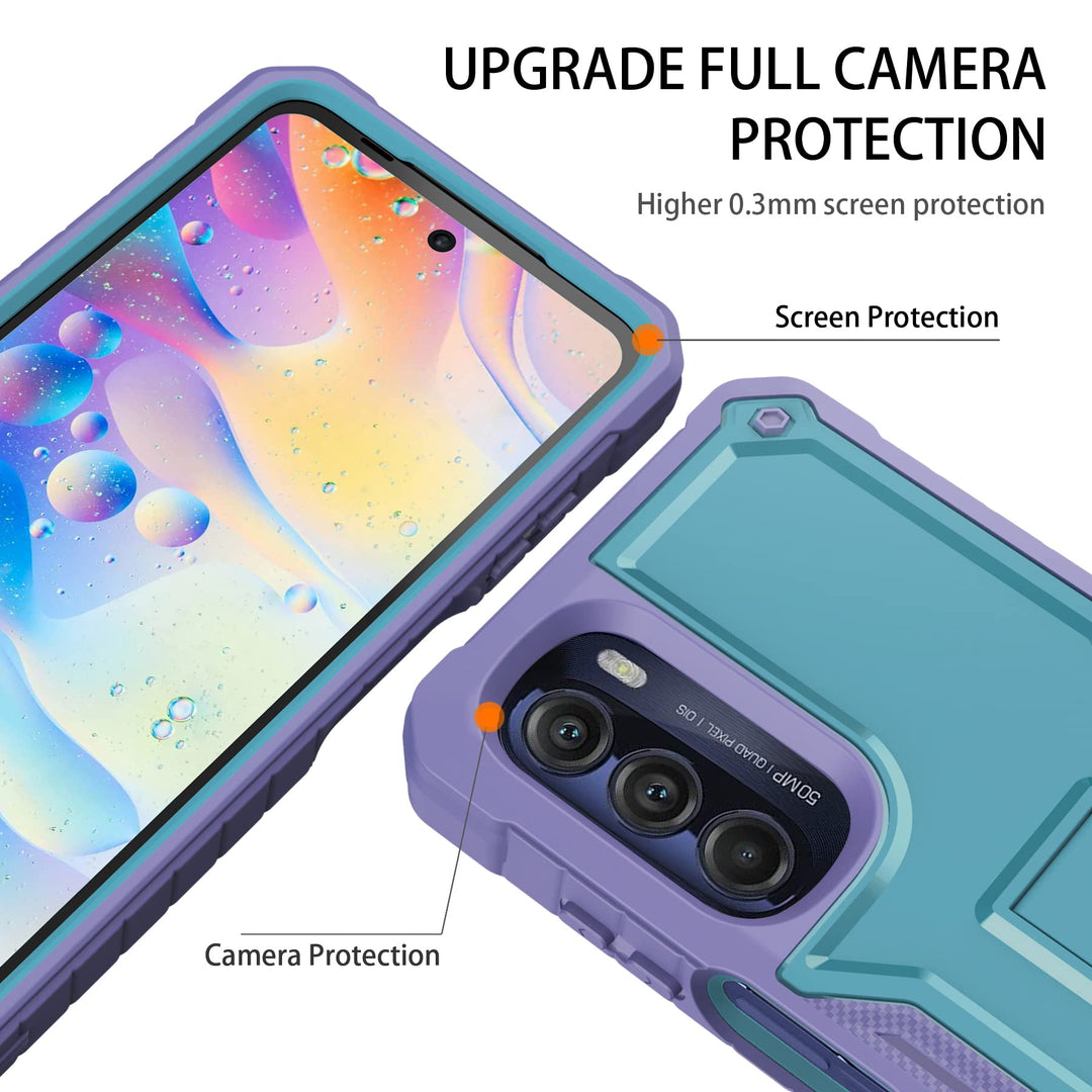 for Motorola G Stylus 5G 2021 Case, Military Grade Protection Shockproof Case with Tempered Glass HD Screen Protector and Kickstand Compatible with Moto G Stylus 5G Phone 6.8 Inch (Black)