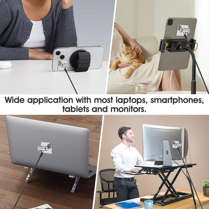 Laptop Cable Lock, Hardware Security Cable Lock with Keys, Anti Theft Combination Lock for Laptop Monitor iPad Tablet MacBook HP Kindle Surface Projector and Other Electronic Devices
