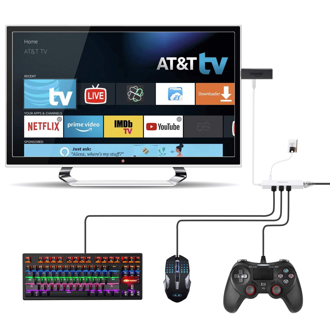Ethernet Adapter for fire Stick TV Cube, Google Chromecast Ultra, Tivo Stream 4K - Micro USB OTG Hub with Power Cable