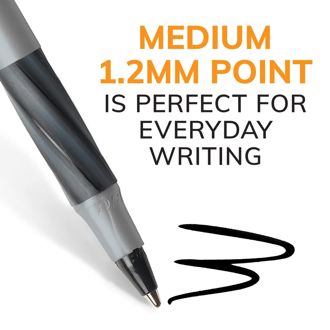 Round Stic® Grip™ Xtra-Comfort Medium Ball Point Pen, Black, 12 Pack