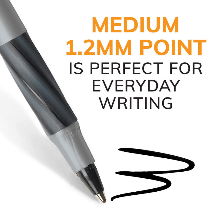 Round Stic® Grip™ Xtra-Comfort Medium Ball Point Pen, Black, 12 Pack