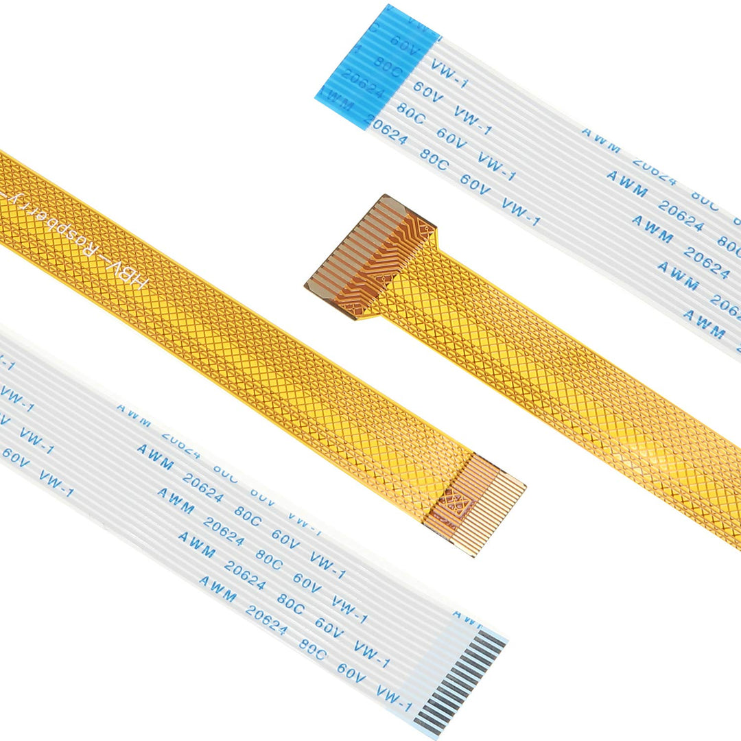 15 Pieces Flexible Ribbon Cable Set, Compatible with Raspberry Pi Camera, Including 3.9'' 5.9'' 7.87'' 9.84'' 11.8'' 15.74'' 19.69'' 39.37'' for Pi Camera, 6.3'' for Pi Zero