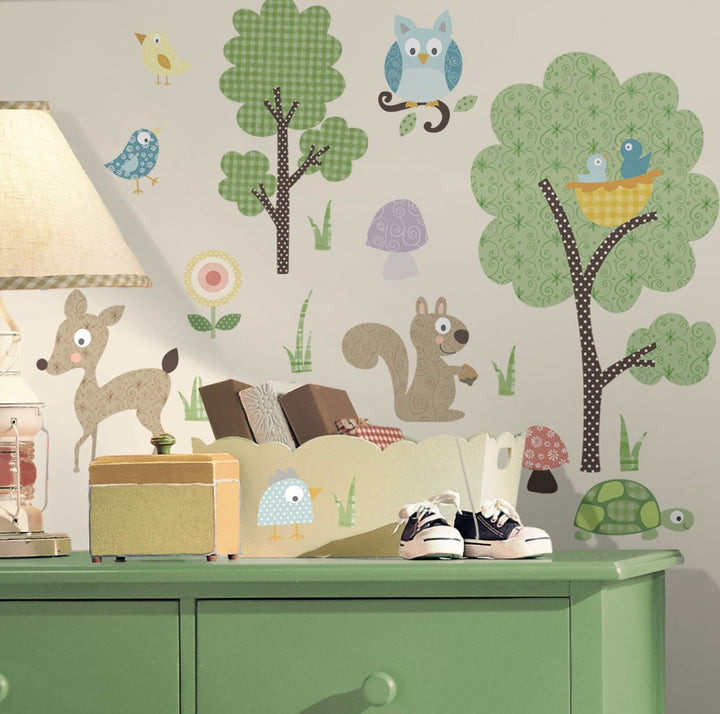 RMK1398SCS Woodland Animals Peel and Stick Wall Decals , Black