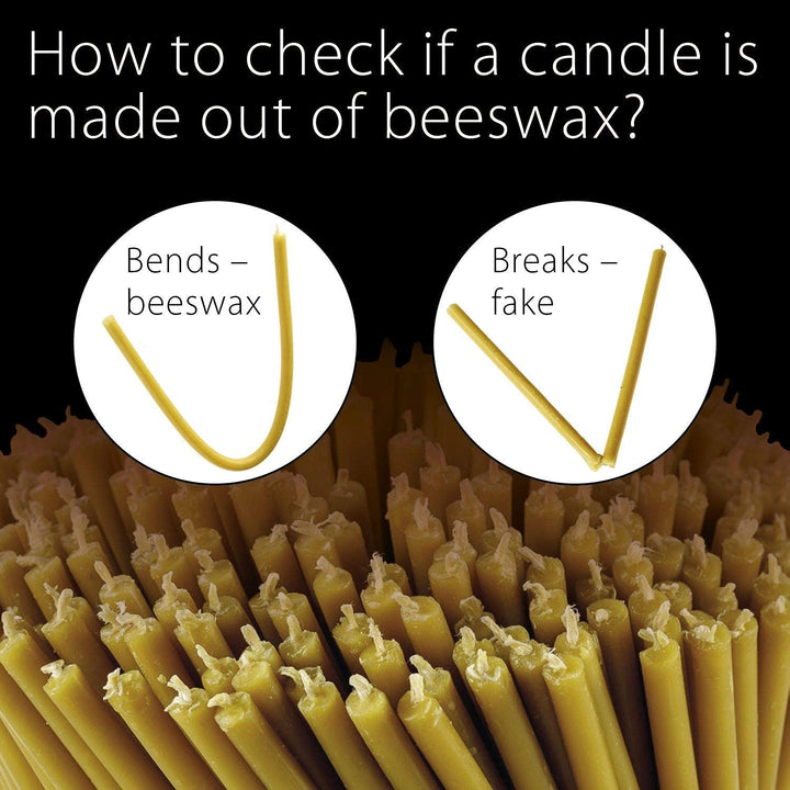 Pure Beeswax Candles - No-Drip, Smoke-Less, Tall, Thin Taper Candles – Decorative Candles for Church Prayer, Decor or Birthday Candles – Honey Scented Candles – 7.3”x0.24” (Yellow, 50pcs)