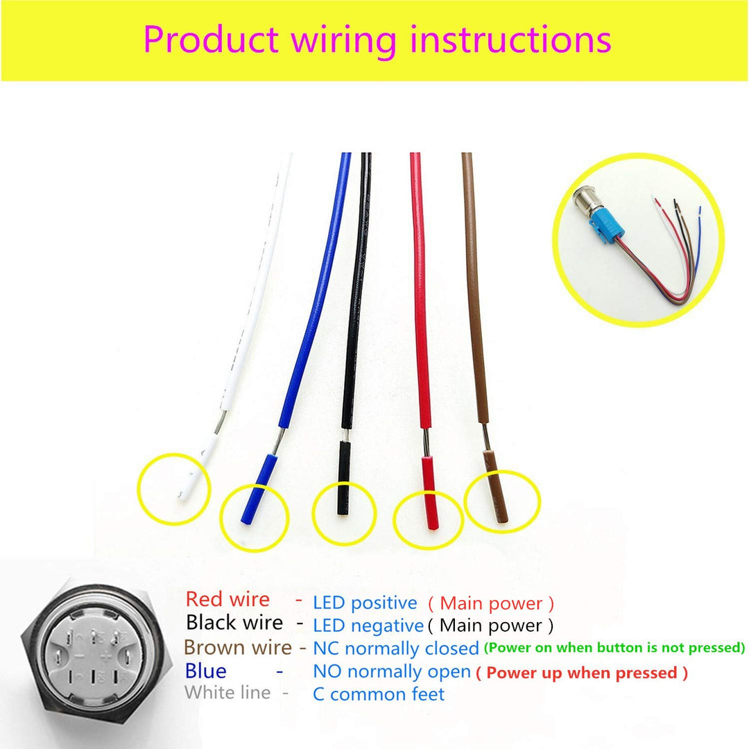 Viping Car Horn Button Switch momentary Push Button Switch 12V 16mm LED On/Off Switch Reset Switch Button Metal momentary Speaker Horn Switch Power Metal Toggle Switch Car Boat Motorcycle DIY Switch