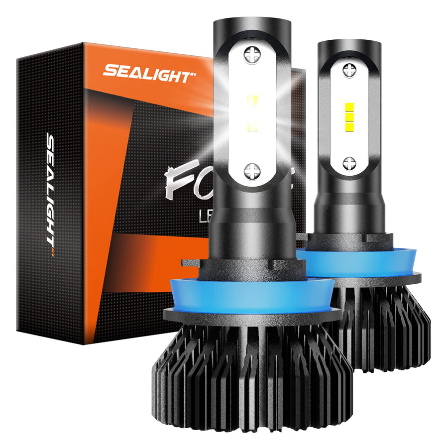 H11 H8 H9 LED Bulbs LED Fog Light Bulbs, 6000 K Xenon White 400% Super Brightness H11 LED Light Bulb Kit for Car, Lighting Range over 300 m, Play and Plug, Pack of 2