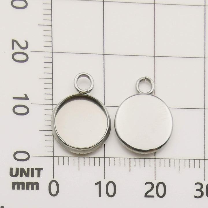 40 Pcs Fit 14mm Stainless Steel Round Blank Bezel Pendant Trays Base Cabochon Settings Charms for Jewelry Making (10163-14mm-40pcs)