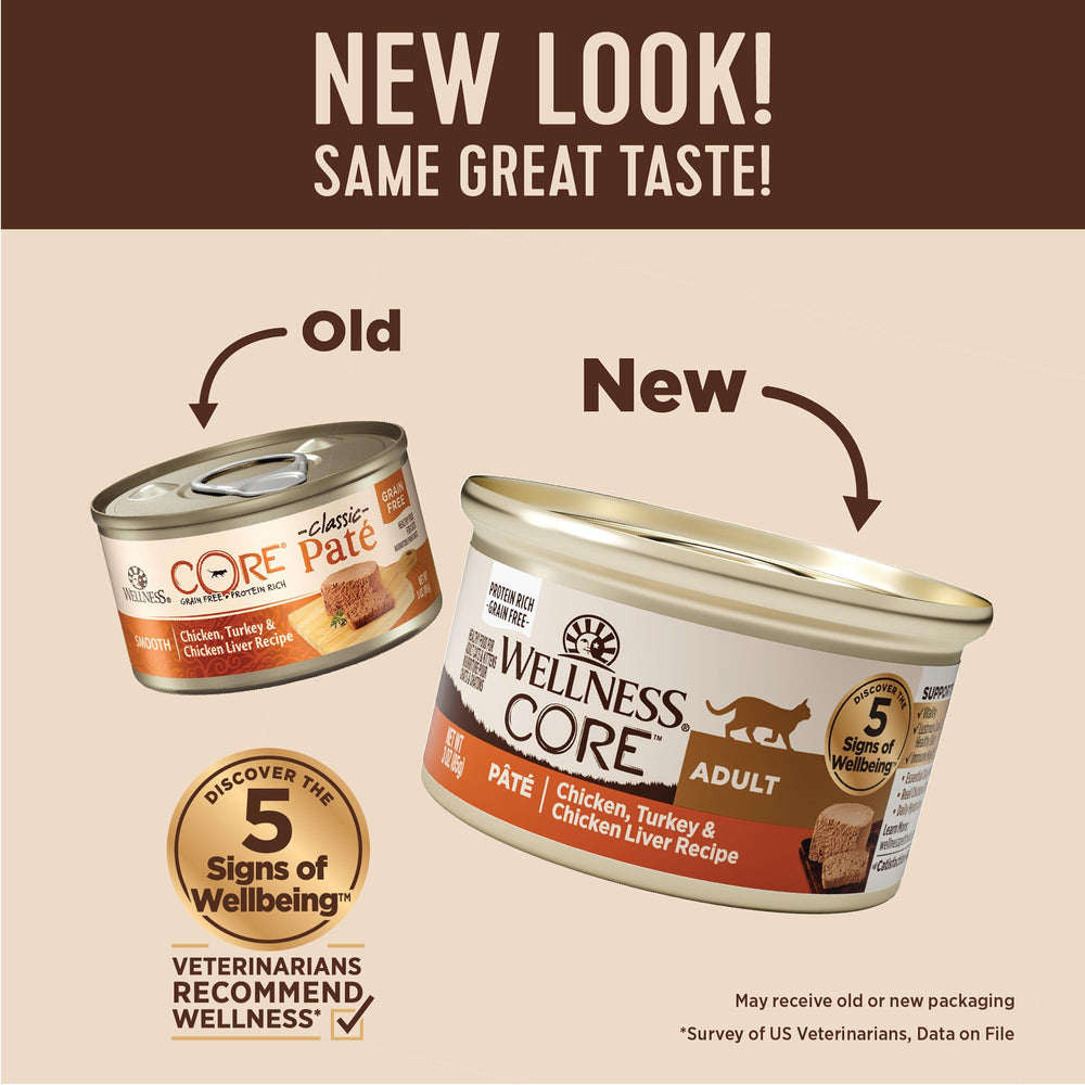 CORE Pate Adult Wet Cat Food, Natural, Protein-Rich, Grain Free, 3 Ounce, 12 Pack (Chicken, Turkey & Chicken Liver)