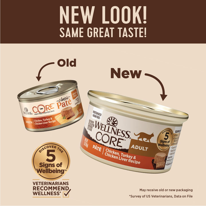 CORE Pate Adult Wet Cat Food, Natural, Protein-Rich, Grain Free, 3 Ounce, 12 Pack (Chicken, Turkey & Chicken Liver)