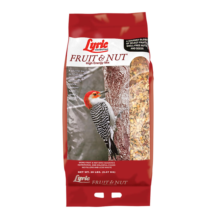 Fruit and Nut Wild Bird Seed - High Energy Wild Bird Food Mix - Attracts Woodpeckers, Chickadees & Other Songbirds - 20 lb bag