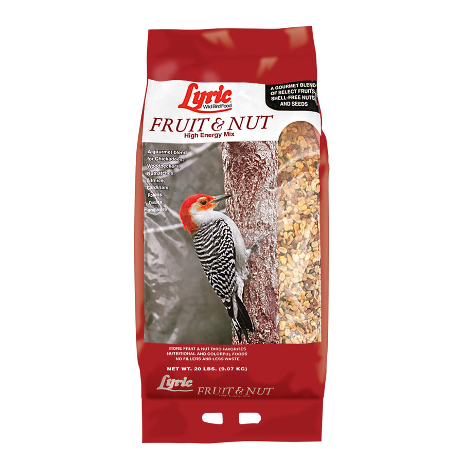 Fruit and Nut Wild Bird Seed - High Energy Wild Bird Food Mix - Attracts Woodpeckers, Chickadees & Other Songbirds - 20 lb bag