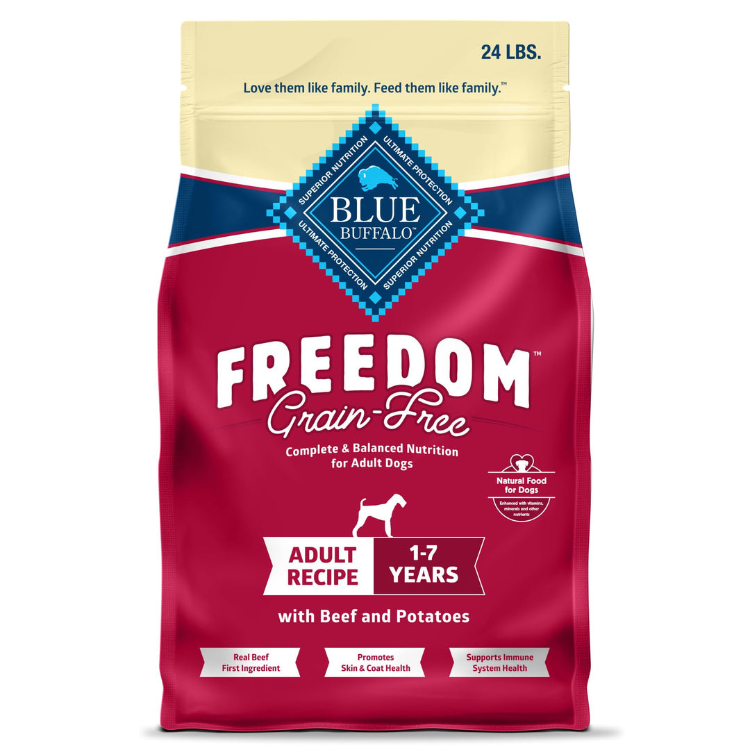 Freedom Grain-Free Dry Dog Food, Complete & Balanced Nutrition for Adult Dogs, Made in the USA With Natural Ingredients, Beef & Potatoes, 24-lb Bag