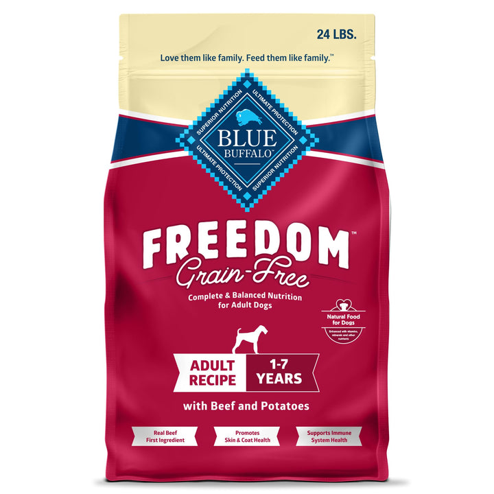 Freedom Grain-Free Dry Dog Food, Complete & Balanced Nutrition for Adult Dogs, Made in the USA With Natural Ingredients, Beef & Potatoes, 24-lb Bag