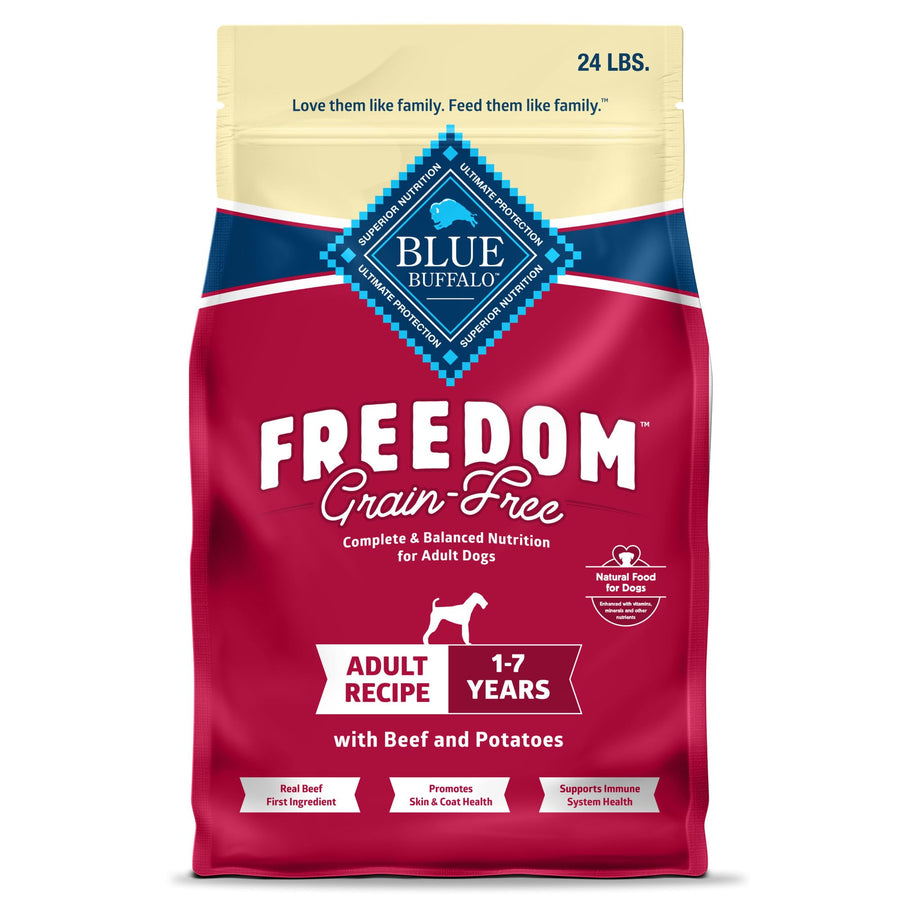 Freedom Grain-Free Dry Dog Food, Complete & Balanced Nutrition for Adult Dogs, Made in the USA With Natural Ingredients, Beef & Potatoes, 24-lb Bag