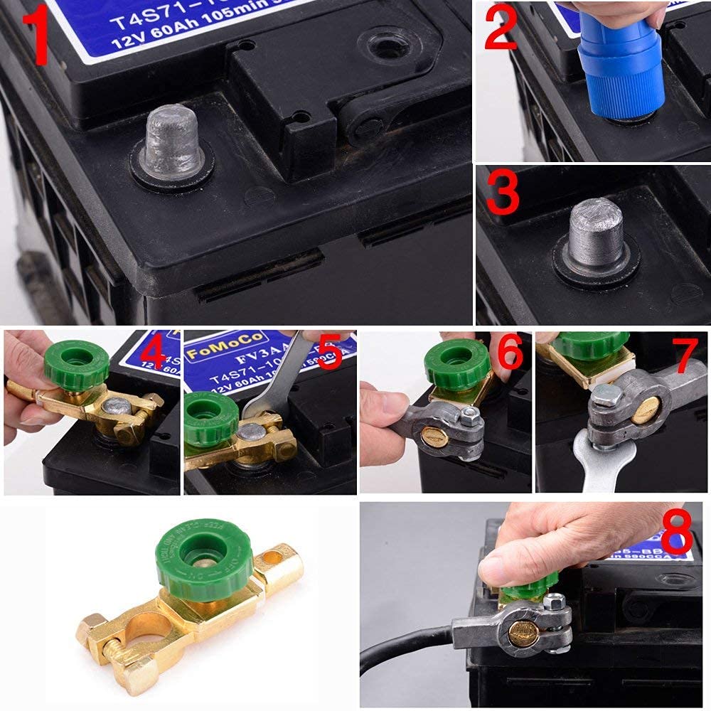 2Pcs Auto Battery Terminal Disconnect Master Switch Cut-Off Brass