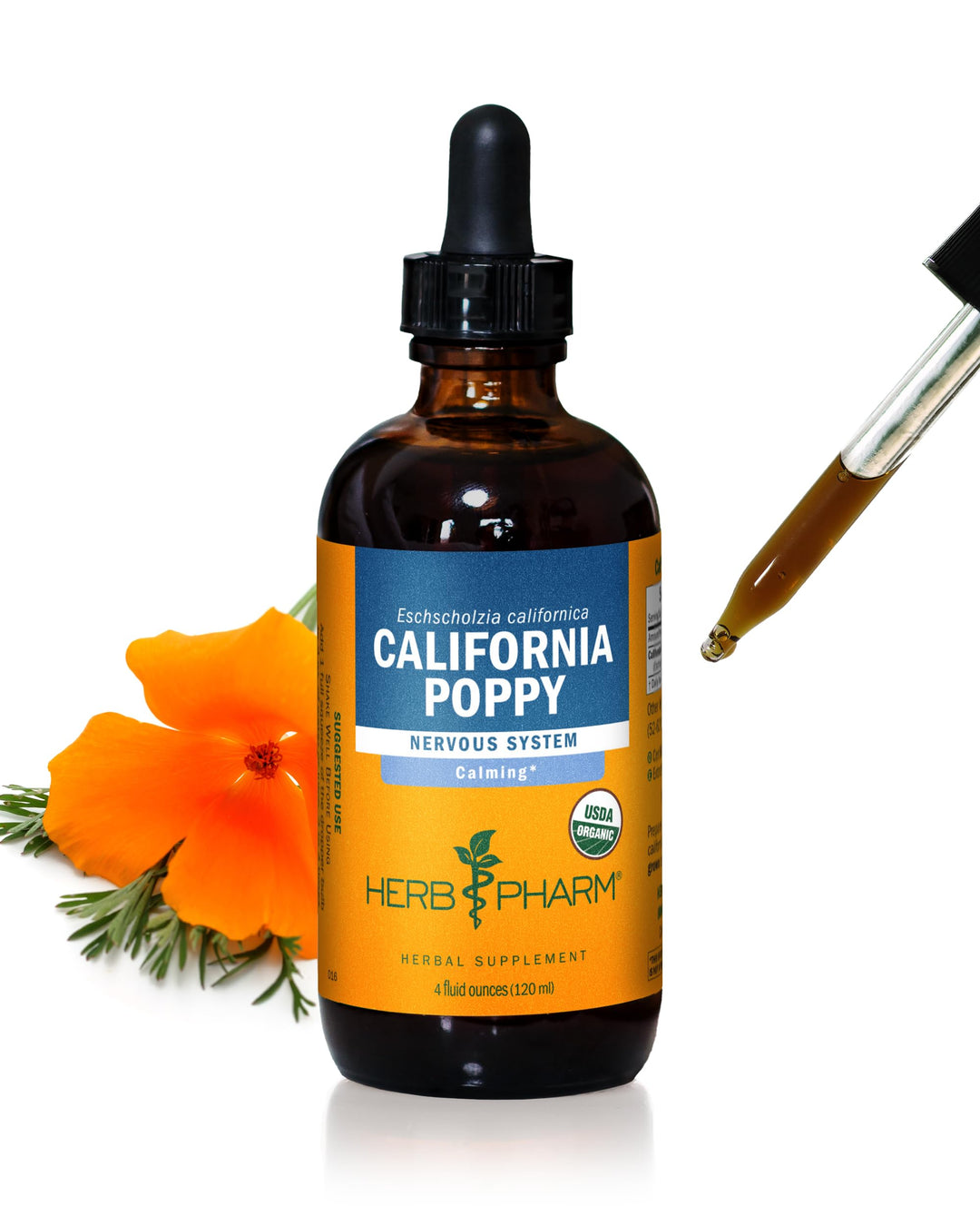 Certified Organic California Poppy Liquid Extract for Calming Nervous System Support - 4 Ounce